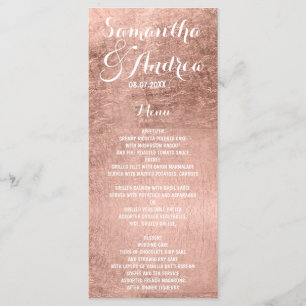 Luxuriöse Imitate Rose Goldblatt Hochzeitsmenü Menükarte