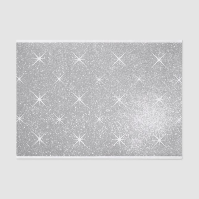 Luxuriöse Imitate Silber Glitzer Weihnachtsgeschen Seidenpapier (Vorderseite)