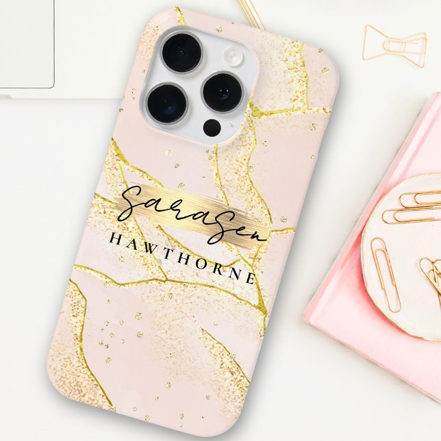 Luxuriöse Imitats Gold Foil Monogram Pinselstriche Case-Mate iPhone Hülle (Von Creator hochgeladen)