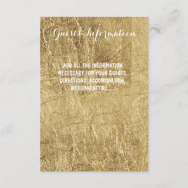 Luxuriöse Imitats Goldblatt Hochzeitstag Gästebuch Begleitkarte (Vorderseite)