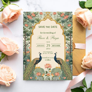 Luxuriöse indische Hochzeit Pichwai Save the Date