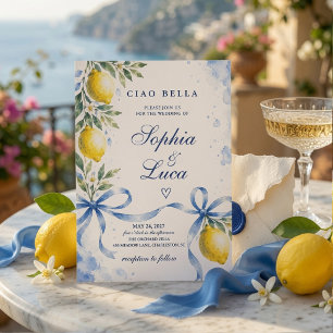 Luxuriöse italienische Zitronen-Hochzeit Wasserfar Einladung