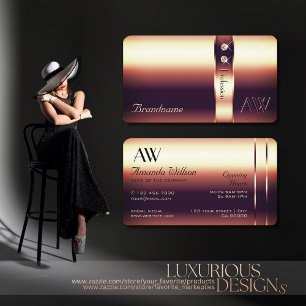 Luxuriöse Jewels Rose Gold und Monogram Openings  Visitenkarte