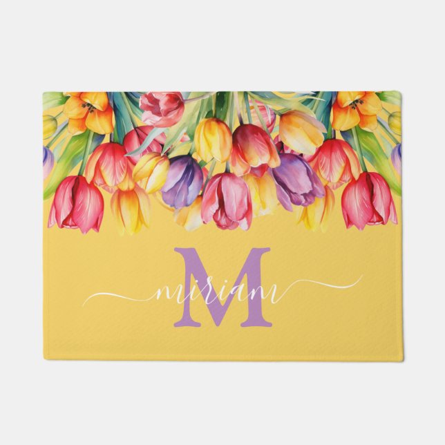 Luxuriöse Kitchen Floor Mat: Frühlingsblumen Gelb Fußmatte (Vorderseite)