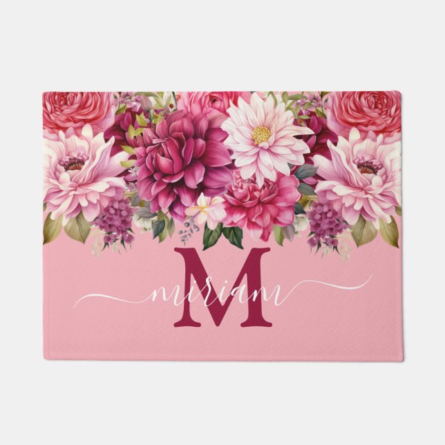 Luxuriöse Kitchen Floor Mat: Hellrosa Blume Fußmatte (Vorderseite)