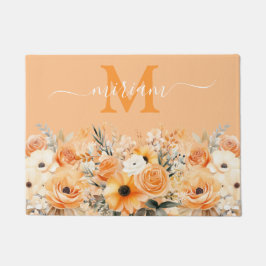 Luxuriöse Kitchen Floor Mat: Peach Orange Blume Fußmatte