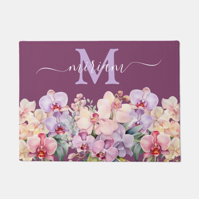 Luxuriöse Kitchen Floor Mat: Rosa und Lila Orchide Fußmatte (Vorderseite)