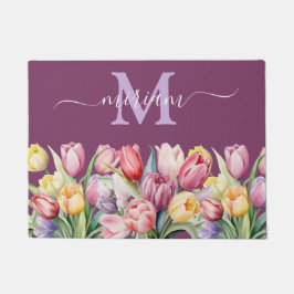 Luxuriöse Kitchen Floor Mat: Rosa und Lila Tulpen Fußmatte