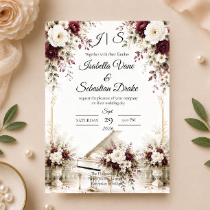 Luxuriöse Klaviergarten-Romanze Hochzeit Einladung