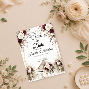 Luxuriöse Klaviergarten-Romanze-Hochzeit Save The Date