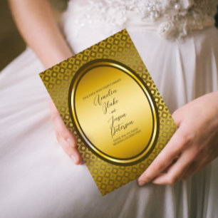 Luxuriöse königliche ovale Goldrahmen-Hochzeit Einladung