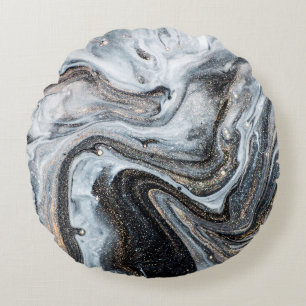 Luxuriöse Kunst im orientalischen Stil. Goldener S Rundes Kissen