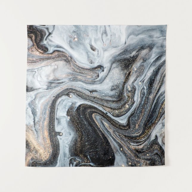 Luxuriöse Kunst im orientalischen Stil. Goldener S Wandteppich (Vorderseite)