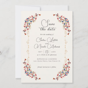 Luxuriöse künstlerische botanische florale Paisley Save The Date