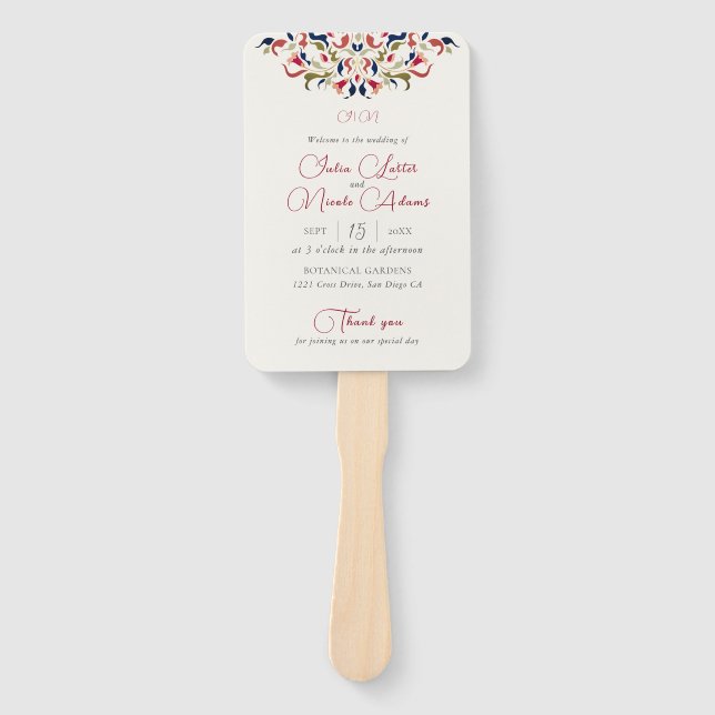 Luxuriöse künstlerische Botanische Paisley Hochzei Fächer (Vorderseite)