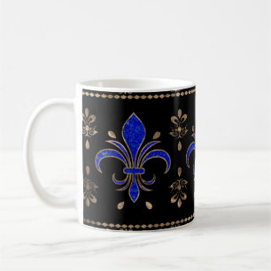 Luxuriöse Lapils Lazuli und goldene Fleur-de-lis- Kaffeetasse