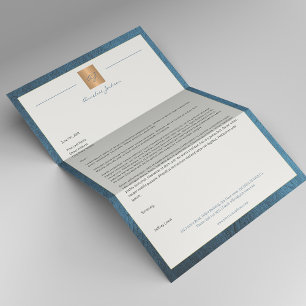 Luxuriöse Lederrahmen Gold Monogramm Geschäft Briefbogen