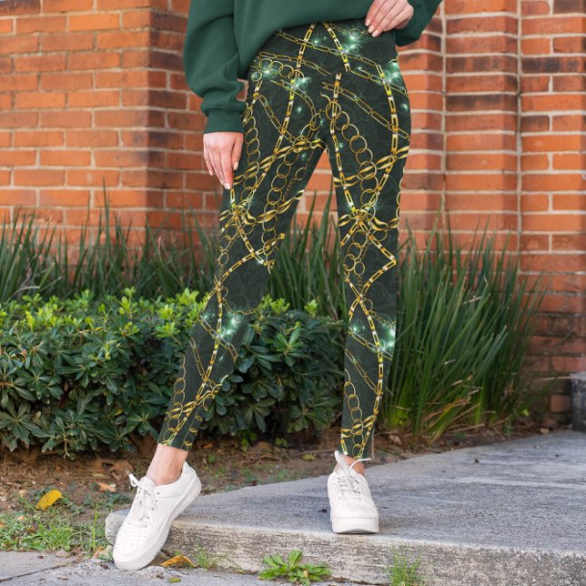 Luxuriöse Leggings mit goldenem Kettenmuster (Von Creator hochgeladen)