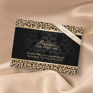 Luxuriöse Leopard Print & Damask Geschenkgutschein Rabattkarte