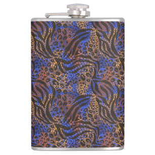 Luxuriöse Leopard- und Zebra-Druckmuster Flachmann