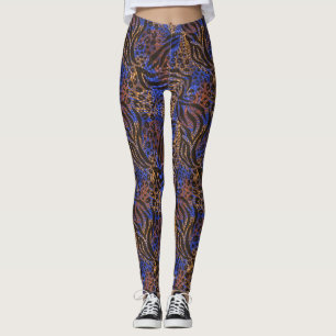 Luxuriöse Leopard- und Zebra-Druckmuster Leggings