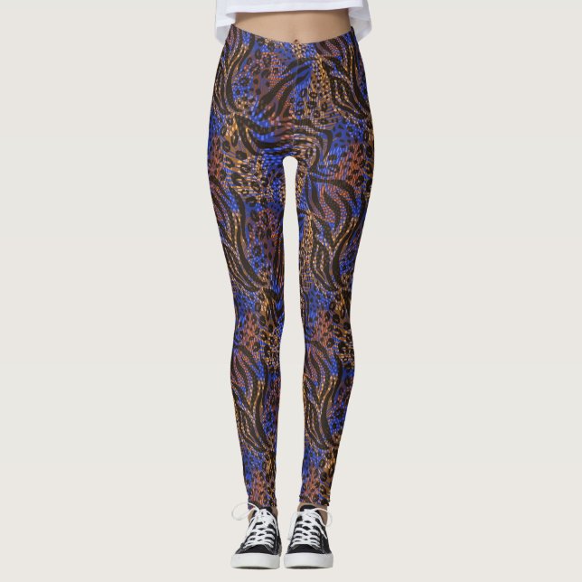 Luxuriöse Leopard- und Zebra-Druckmuster Leggings (Vorderseite)