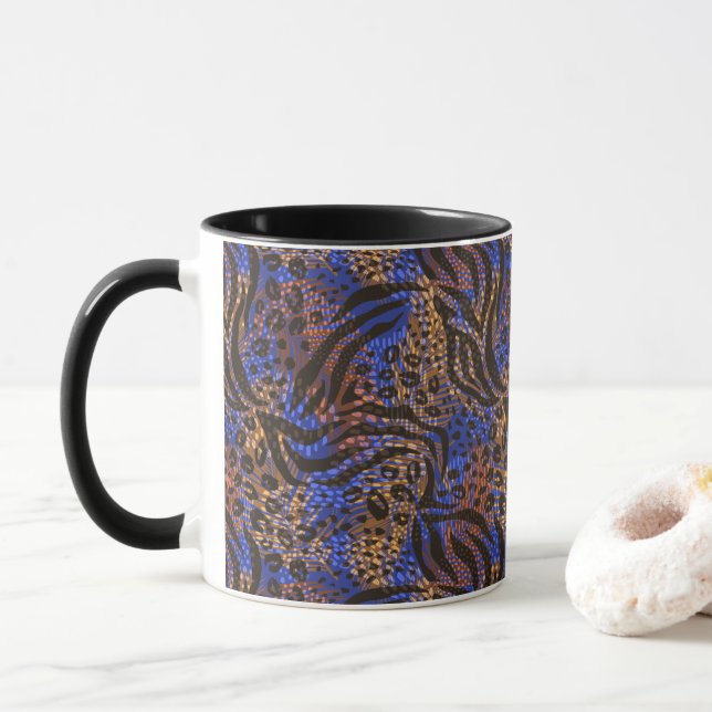 Luxuriöse Leopard- und Zebra-Druckmuster Tasse (Mit Donut)