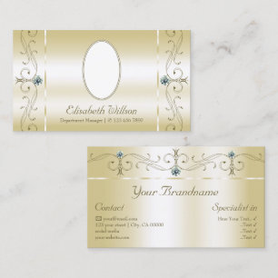 Luxuriöse Light Gold gequiggelte Juwelen mit Foto Visitenkarte