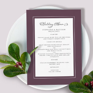 Luxuriöse Lila Hochzeit Moderne schicke Grenzen Menükarte