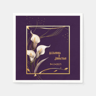 Luxuriöse Lila & Ivory Calla Lily Wedding Serviette