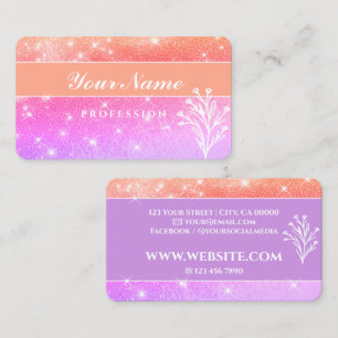 Luxuriöse Lila Pfirsichrosa Glitzer Sparkling Star Visitenkarte