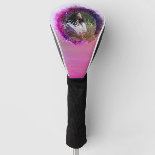 Luxuriöse Lila und rosa Ombre Circle Frame Golf Headcover