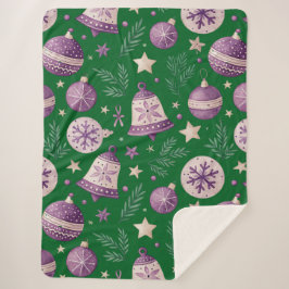 Luxuriöse Lila Weihnachtsglocken Sherpa Blanket Sherpadecke