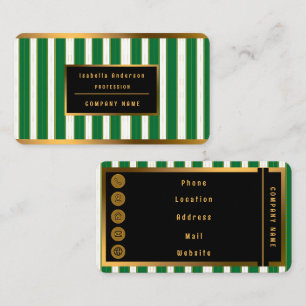 Luxuriöse Linen Moderne Green Gold Texture Collect Visitenkarte
