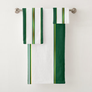 Luxuriöse Linen Trendy Green Gold Texture Collecti Badhandtuch Set
