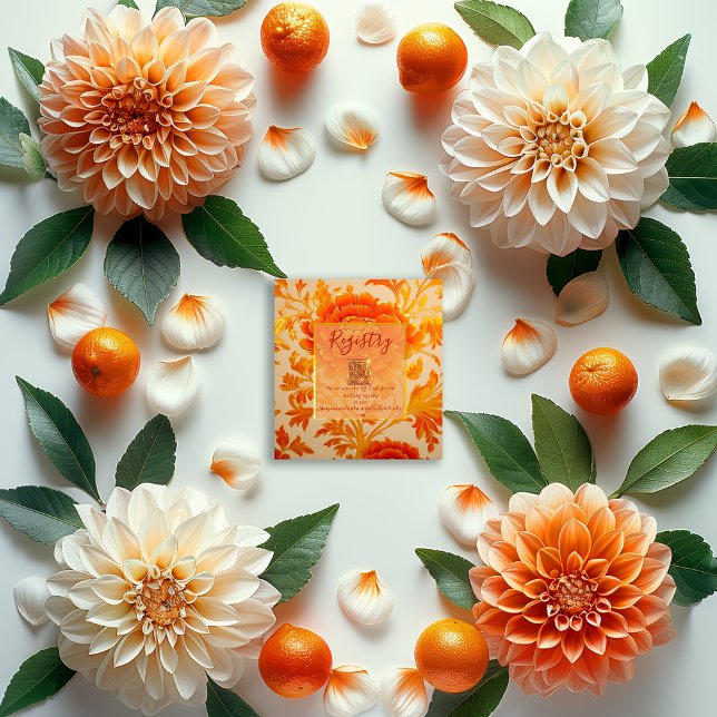 Luxuriöse Mandarin Floral Wedding Registry Begleitkarte (Elegant QR Code Mandarin Enclosure Card
)