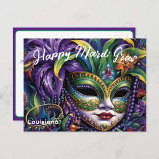 💚 💜 💛 luxuriöse Mardi Gras Postkarte