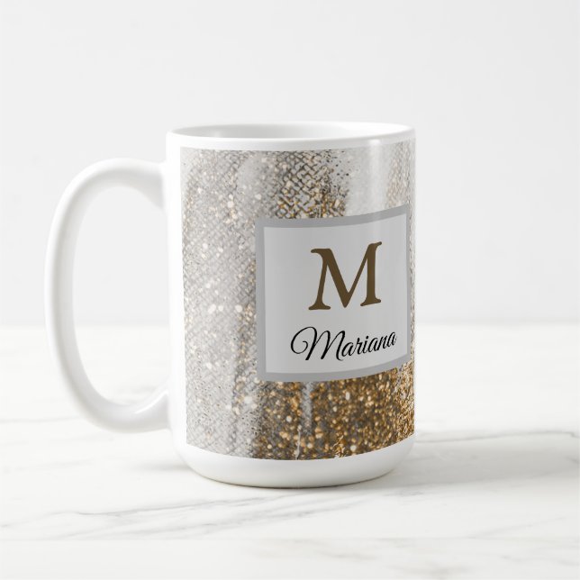 Luxuriöse Marmor Gold blickt weiß und grau Kaffeetasse (Links)