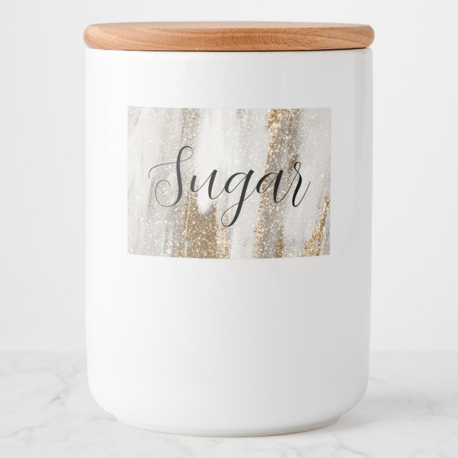 Luxuriöse Marmor Gold blickt weiß und grau Lebensmitteletikett (Vorderseite)