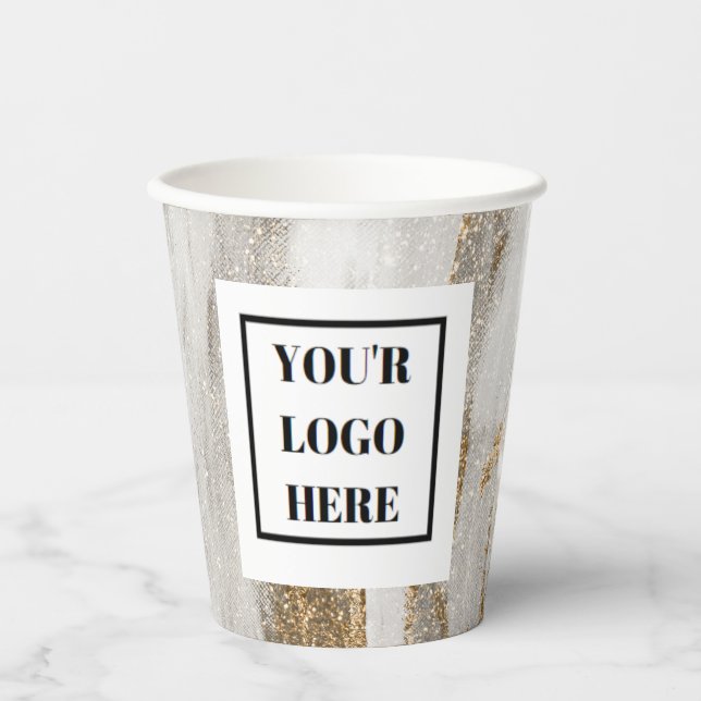 Luxuriöse Marmor Gold blickt weiß und grau Pappbecher (Vorderseite)
