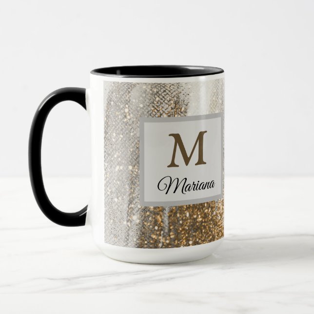 Luxuriöse Marmor Gold blickt weiß und grau Tasse (Links)