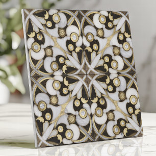 Luxuriöse Marmor Weiß und Gold Arabesque Fliese