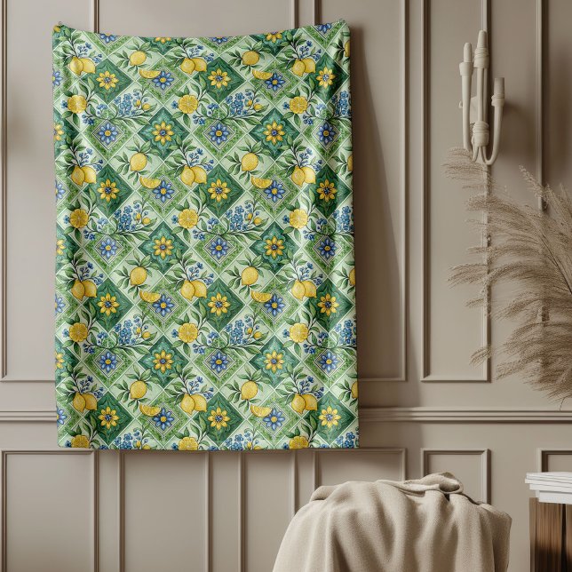 Luxuriöse mediterrane Zitronen reich an kulturelle Fleecedecke (Luxury Mediterranean Lemons Rich Cultural Patterns Fleece Blanket)