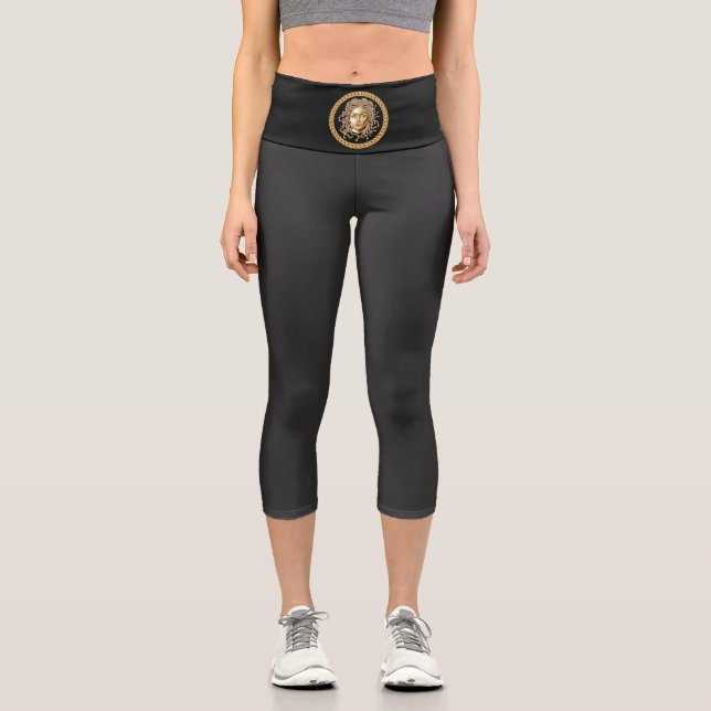 Luxuriöse Medusa Gold Chain Capri Leggings (Vorderseite)