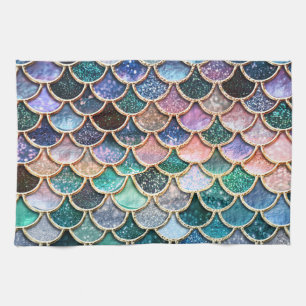 Luxuriöse mehrfarbige Glitzer Mermaid Scales Handtuch