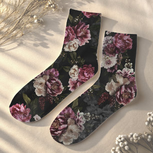 Luxuriöse melancholische weiße florale Rosenblüte Socken