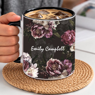 Luxuriöse melancholische weiße Rosenblüten Tasse