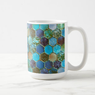 Luxuriöse Metal Foil Glitzer Aqua Aquamarine Honig Kaffeetasse