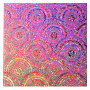 Luxuriöse Metallfolien Glitzer Pink Gold Dots Circ Fliese