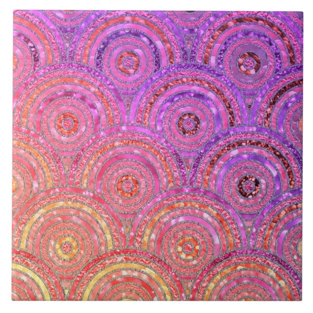 Luxuriöse Metallfolien Glitzer Pink Gold Dots Circ Fliese (Vorderseite)